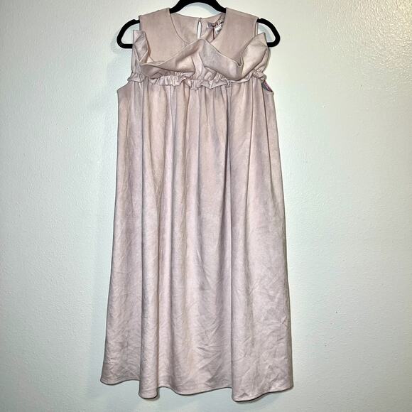 NWT Amelie et Sophie Light Pink Sleeveless Shift Dress with Ruffle Front - Picture 1 of 11
